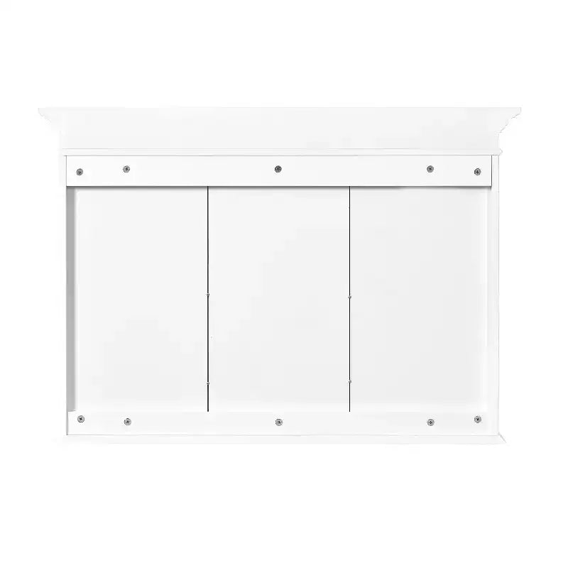 Armadietto dei Medicinali 40W con Specchio, Armadietto da Bagno con Ripiani Regolabili e Ante in Vetro, Armadietto a Specchio da Parete, Bianco - ModernLuxe