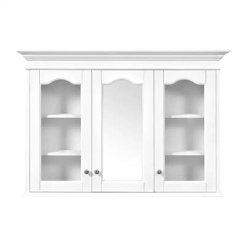Armadietto dei Medicinali 40W con Specchio, Armadietto da Bagno con Ripiani Regolabili e Ante in Vetro, Armadietto a Specchio da Parete, Bianco - ModernLuxe