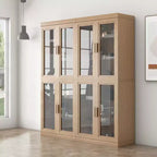 72x62x16 Wood Accent Cabinet, Storage Organizer with Adjustable Shelves and Glass Doors for Kitchen Bedroom Entryway Living/Dinning Room