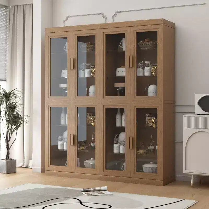 Credenza in legno 72x62x16, organizer portaoggetti con ripiani regolabili e ante in vetro per cucina, camera da letto, ingresso, soggiorno/sala da pranzo