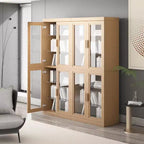 Credenza in legno 72x62x16, organizer portaoggetti con ripiani regolabili e ante in vetro per cucina, camera da letto, ingresso, soggiorno/sala da pranzo