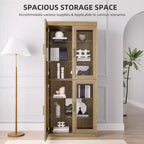 Credenza in legno 72x62x16, organizer portaoggetti con ripiani regolabili e ante in vetro per cucina, camera da letto, ingresso, soggiorno/sala da pranzo