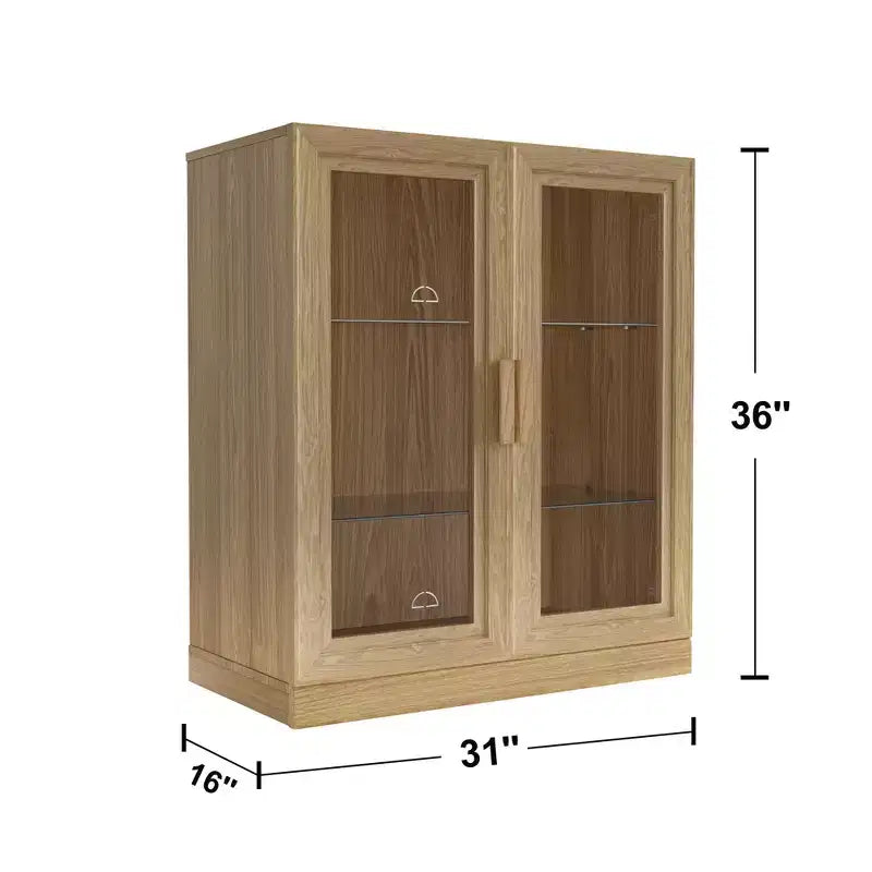 Credenza in legno 72x62x16, organizer portaoggetti con ripiani regolabili e ante in vetro per cucina, camera da letto, ingresso, soggiorno/sala da pranzo