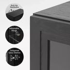 Meuble d'appoint en bois noir, organisateur de rangement avec étagères réglables et portes vitrées pour cuisine, chambre, salon, salle à manger