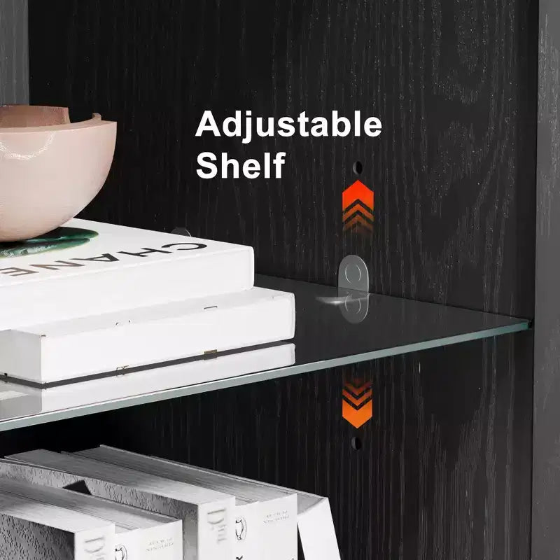 Mobile credenza accentato in legno 49*31*16, organizer portaoggetti con ripiani regolabili per cucina, camera da letto, soggiorno, sala da pranzo