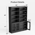 Mobile credenza accentato in legno 49*31*16, organizer portaoggetti con ripiani regolabili per cucina, camera da letto, soggiorno, sala da pranzo