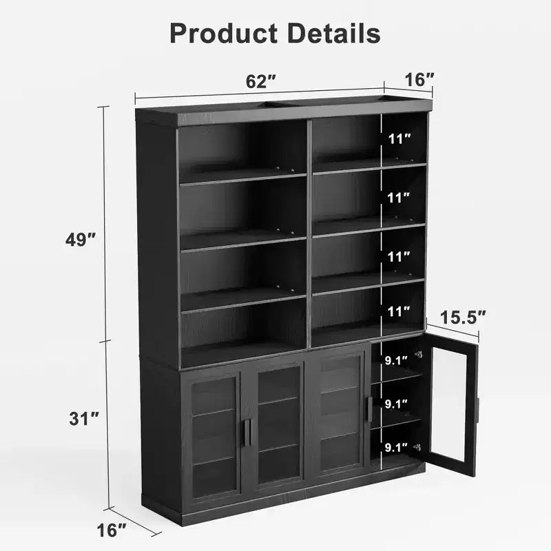 Mobile credenza accentato in legno 49*31*16, organizer portaoggetti con ripiani regolabili per cucina, camera da letto, soggiorno, sala da pranzo