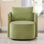 Poltrona Girevole Moderna Okak 360°, Poltrona a Botte Accent 29.9", Poltrona Divano Girevole Imbottita con Design Curvo per Soggiorno, Camera da Lete