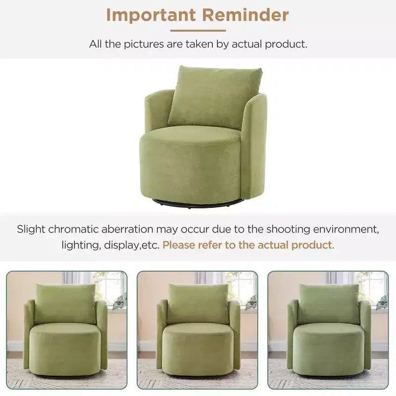 Fauteuil pivotant moderne Okak 360°, fauteuil baquet pivotant de 76 cm, fauteuil canapé rembourré avec design incurvé pour salon, chambre à coucher
