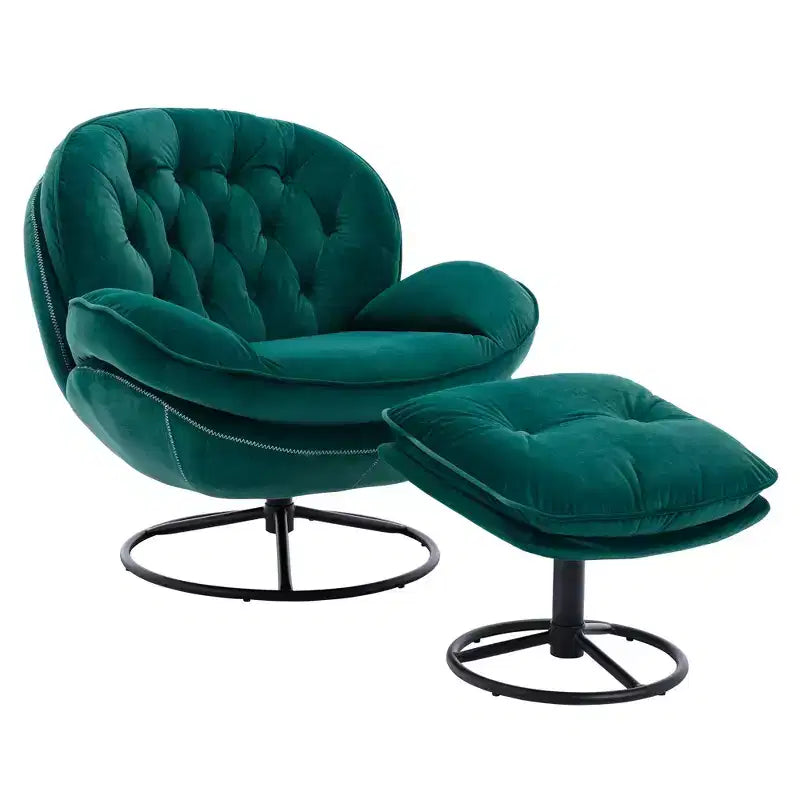 Fauteuils d'appoint modernes Okak pour chambre à coucher avec pouf, fauteuil de loisirs avec siège rembourré