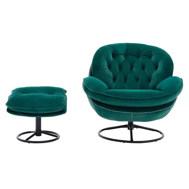 Fauteuils d'appoint modernes Okak pour chambre à coucher avec pouf, fauteuil de loisirs avec siège rembourré