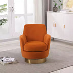 Okak Modern Swivel Barrel Accent Chair, Round Barrel Chairs with Gold Stainless Steel Base, for Living Room Bedroom