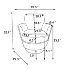 Fauteuil pivotant moderne Okak, fauteuils ronds avec base en acier inoxydable doré, pour salon et chambre