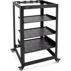 Pyle 20U Open Frame Network Cabinet - Heavy Duty Steel Rack for Servers & AV Gear (PLRS20UW) - Black