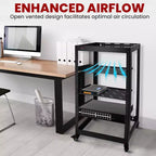 Pyle Armadio di Rete a Telaio Aperto 20U - Rack in Acciaio Resistente per Server e Attrezzature AV (PLRS20UW) - Nero