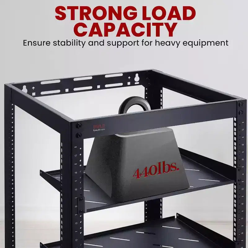 Pyle Armadio di Rete a Telaio Aperto 20U - Rack in Acciaio Resistente per Server e Attrezzature AV (PLRS20UW) - Nero