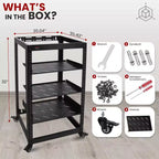 Pyle Armadio di Rete a Telaio Aperto 20U - Rack in Acciaio Resistente per Server e Attrezzature AV (PLRS20UW) - Nero