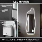 Specchio Infinito 3 Colori 63x24, Specchio LED da Bagno per Bagno, Ingresso Camera da Letto, Soggiorno/Camerino