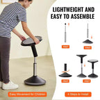 Sedia oscillante VEVOR, sedia attiva regolabile in altezza (15,7-21,7), sgabello oscillante con seduta flessibile in PVC+ABS che migliora la concentrazione, età 12-18 anni, nero
