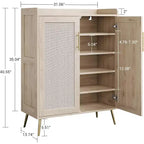 Scarpiera in Rattan a 6 Ripiani con 2 Ante, Ripiani Regolabili, Scarpiera in Legno per Ingresso, Corridoio, Soggiorno