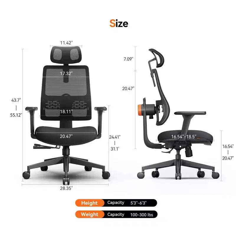 Sedia da ufficio ergonomica Newtral - Nera