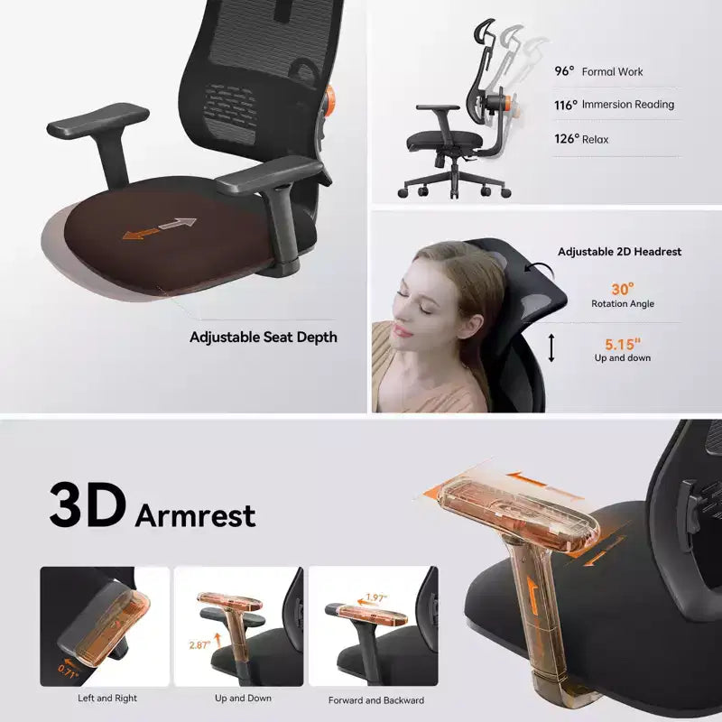 Sedia da ufficio ergonomica Newtral - Nera