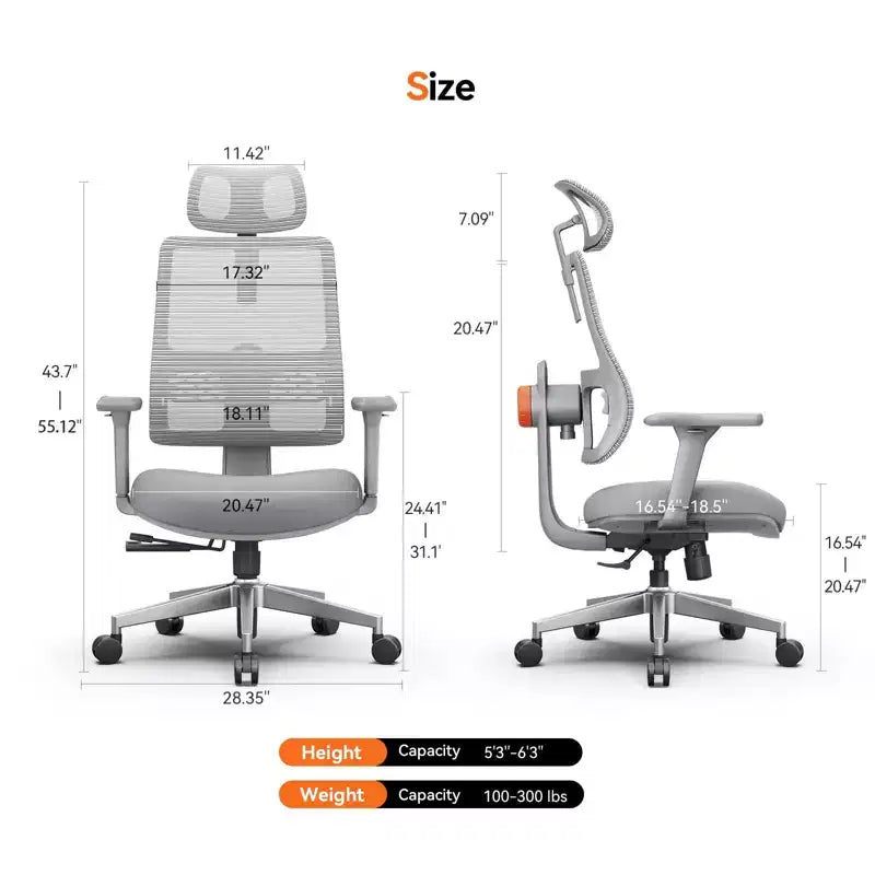 Chaise de bureau ergonomique Newtral - Gris