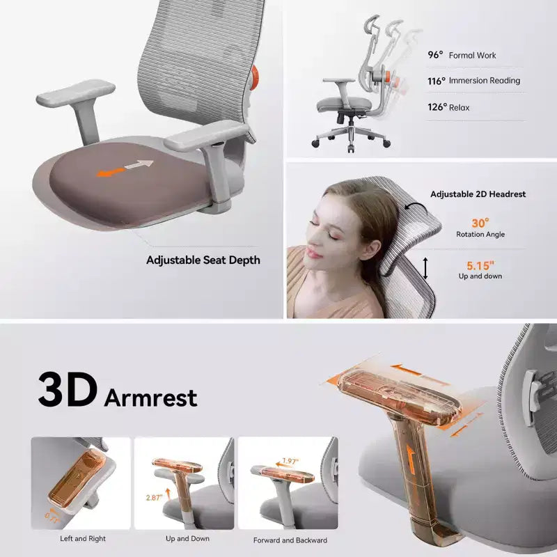 Chaise de bureau ergonomique Newtral - Gris