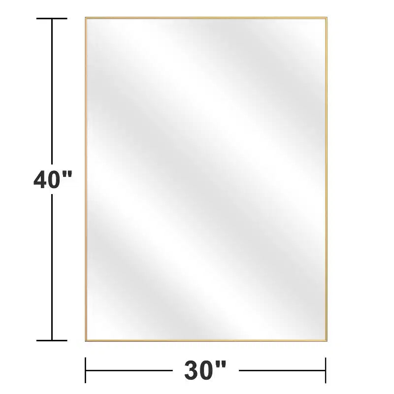 Miroir de salle de bain rectangulaire 40x30 avec cadre en alliage d'aluminium, miroir mural à suspendre pour chambre à coucher, salon, entrée, doré