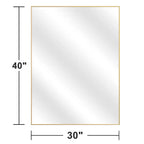 Miroir de salle de bain rectangulaire 40x30 avec cadre en alliage d'aluminium, miroir mural à suspendre pour chambre à coucher, salon, entrée, doré