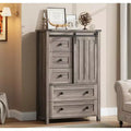 Whizmax 48 Farmhouse Dresser - 5-Drawer Wood Chest with Sliding Barn Door & Adjustable Shelf, Storage Organizer for Bedroom