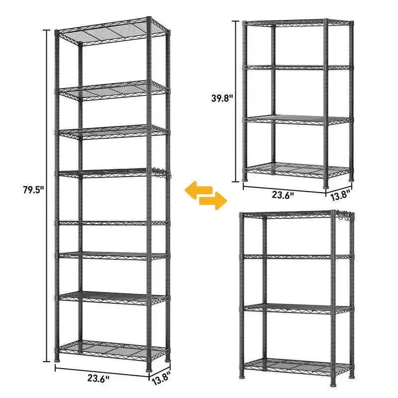 Karl Home Étagère métallique robuste à 8 niveaux avec roues Traneka 180 cm (70,87 po) H, capacité 610 kg (1344 lb), certifiée NSF