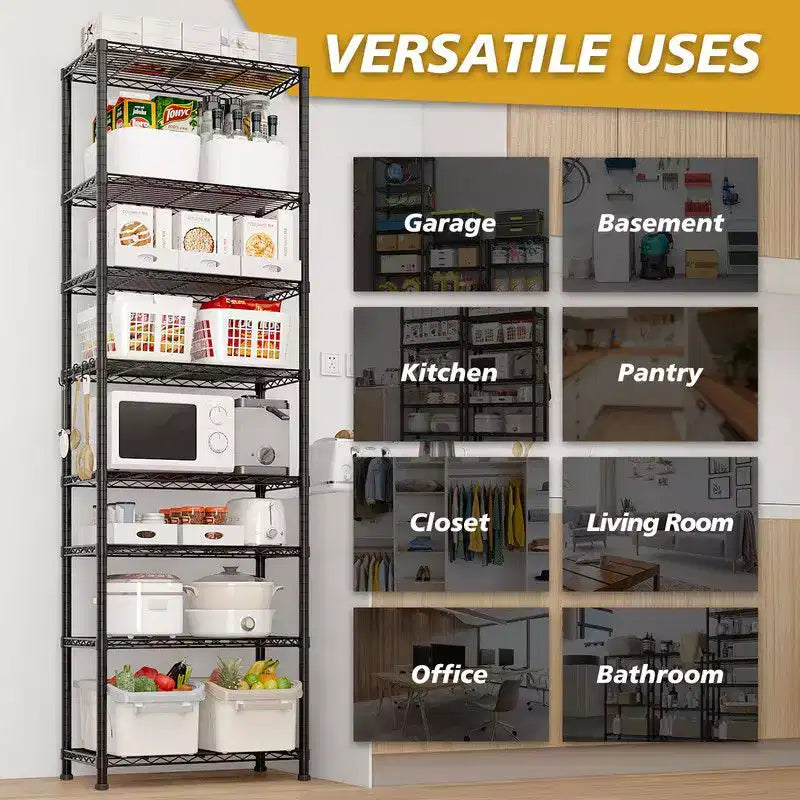 Karl Home Étagère métallique robuste à 8 niveaux avec roues Traneka 180 cm (70,87 po) H, capacité 610 kg (1344 lb), certifiée NSF