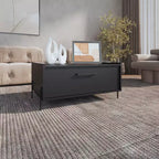 Okak 15 High Minimalistic Rectangle Coffee Tables with Pull Down Cabinet and Open Shelf for Living Room/Office, Space-Saving