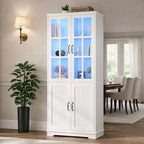 AMERLIFE 71Tall Storage Cabinet with LED Lights, Large Bookcase with Acrylic Glass Doors