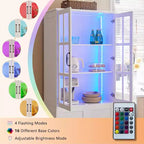 AMERLIFE Mobile Contenitore Alto 180 cm con Luci a LED, Grande Libreria con Ante in Vetro Acrilico