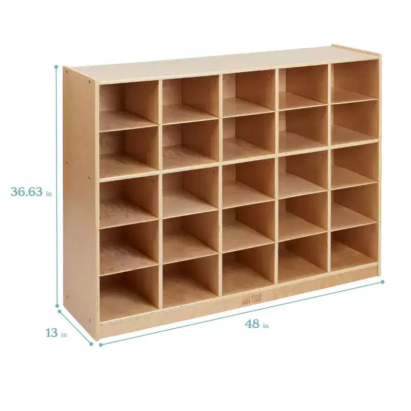 ECR4Kids Mobile 25 Cesti Contenitore Armadietto, 5x5, Arredo per Classe, Naturale