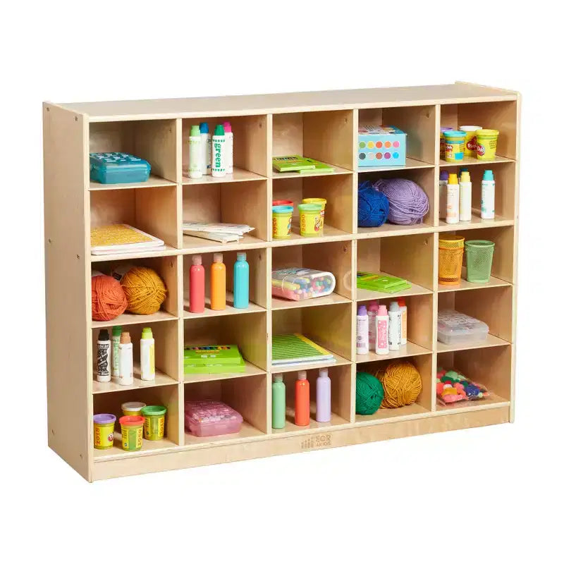 ECR4Kids Mobile 25 Cesti Contenitore Armadietto, 5x5, Arredo per Classe, Naturale