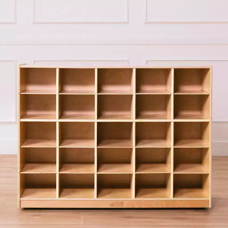 ECR4Kids Mobile 25 Cesti Contenitore Armadietto, 5x5, Arredo per Classe, Naturale