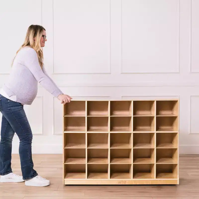 ECR4Kids Mobile 25 Cesti Contenitore Armadietto, 5x5, Arredo per Classe, Naturale
