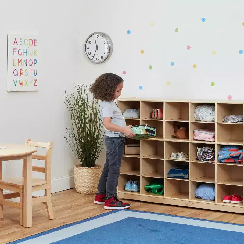 ECR4Kids Mobile 25 Cesti Contenitore Armadietto, 5x5, Arredo per Classe, Naturale