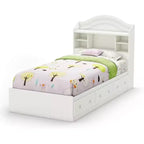 HomeStock Letto con contenitore, dimensioni matrimoniali, bianco, in truciolato, 37,46 cm H
