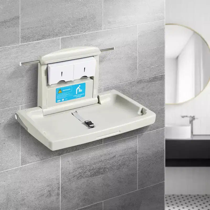 Fasciatoio orizzontale a muro VEVOR, pieghevole, con cinghie di sicurezza e aste appendiabiti, per bagni commerciali