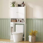 HOMCOM Armadietto da Bagno Salvaspazio Sopra il Water, Mobile Bagno con 2 Ante, Porta Carta Igienica, Organizzatore per Bagno Verticale Indipendente