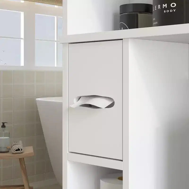 HOMCOM Armadietto da Bagno Salvaspazio Sopra il Water, Mobile Bagno con 2 Ante, Porta Carta Igienica, Organizzatore per Bagno Verticale Indipendente