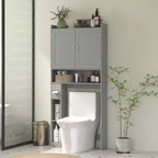 HOMCOM Armadietto da Bagno Salvaspazio Sopra il Water, Mobile Bagno con 2 Ante, Porta Carta Igienica, Organizzatore per Bagno Verticale Indipendente