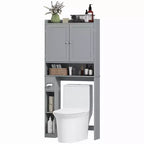 HOMCOM Armadietto da Bagno Salvaspazio Sopra il Water, Mobile Bagno con 2 Ante, Porta Carta Igienica, Organizzatore per Bagno Verticale Indipendente