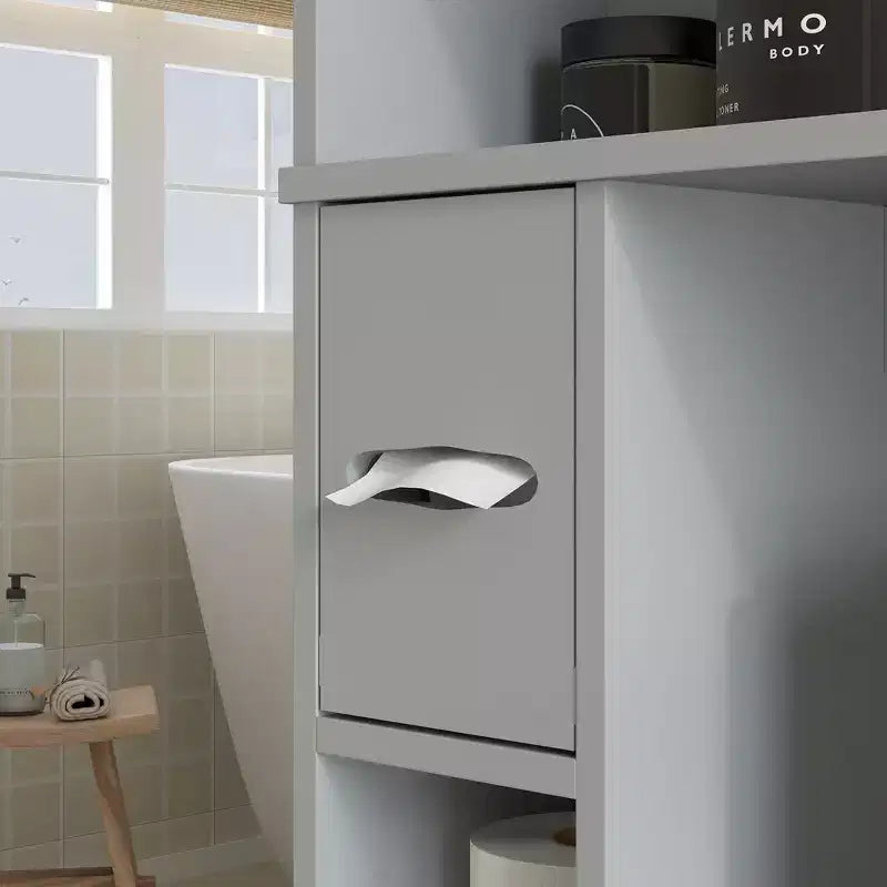 HOMCOM Armadietto da Bagno Salvaspazio Sopra il Water, Mobile Bagno con 2 Ante, Porta Carta Igienica, Organizzatore per Bagno Verticale Indipendente