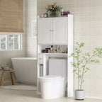 HOMCOM Armadietto da Bagno Salvaspazio Sopra il Water, Mobile Bagno con 2 Ante, Porta Carta Igienica, Organizzatore per Bagno Verticale Indipendente