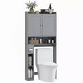 HOMCOM Over the Toilet Storage Cabinet, Modern Above Toilet Bathroom Organizer with 2 Doors, Toilet Paper Holder, Freestanding Space Saver